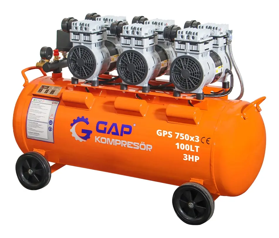 GAP GPS 750x3 Sessiz Yağsız Hava Kompresörü 100 Lt 3 HP