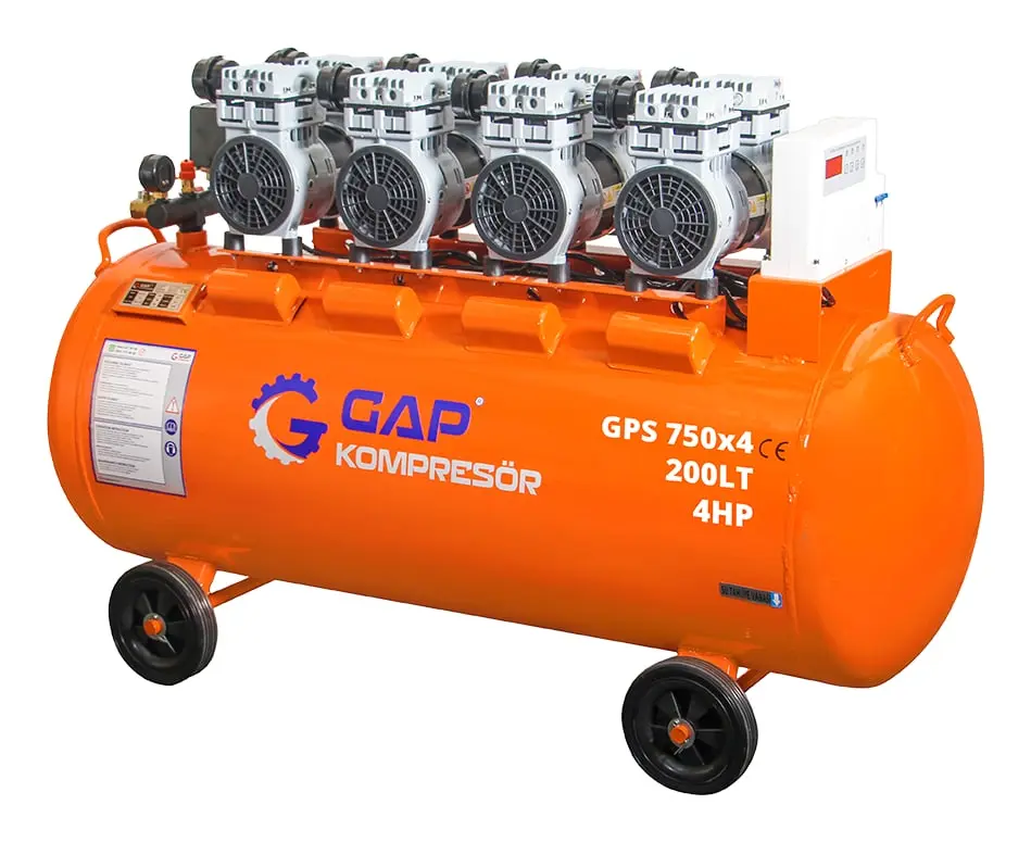 GAP GPS 750x4 Sessiz Yağsız Hava Kompresörü 200 Lt 4 HP