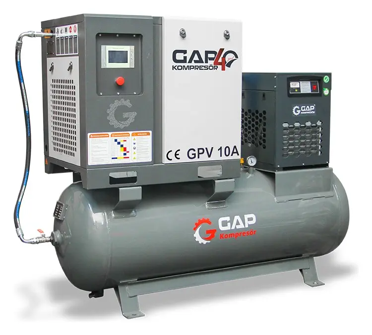 GAP GPV 10A Depo Üstü Kurutuculu Vidalı Kompresör 500 Lt