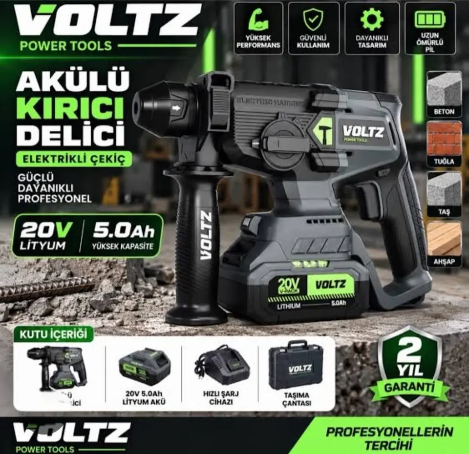 Voltz 20V 5.0 Ah Akülü Kırıcı Delici